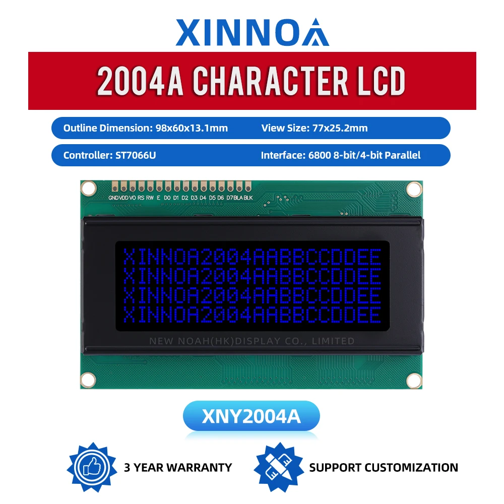 BTN black film Blue 2004A Character LCD Module ST7066U Equipped With LED Backlight And Built-In LCD Module Display Screen