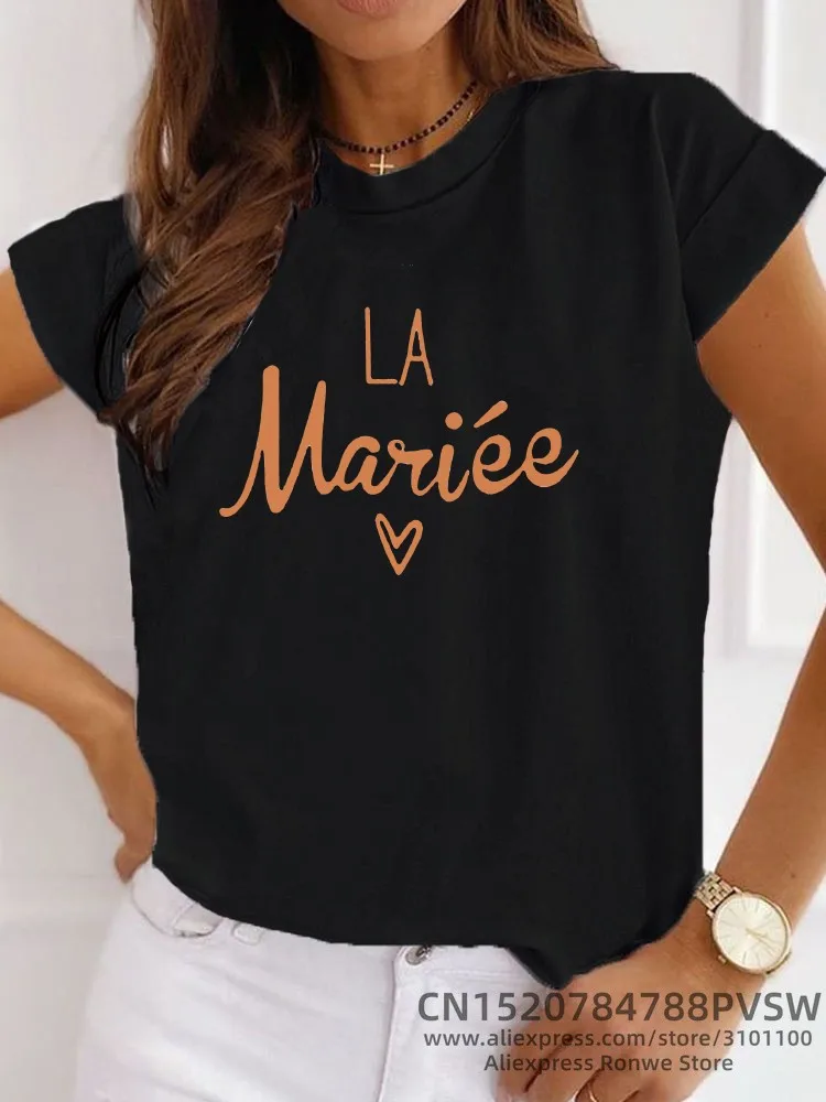 Women La Mariee Bachelorette Black Pink Red White T-Shirt 2022 Girls Evjf Hen Party Bridesmaid Wedding Female Tops Tees