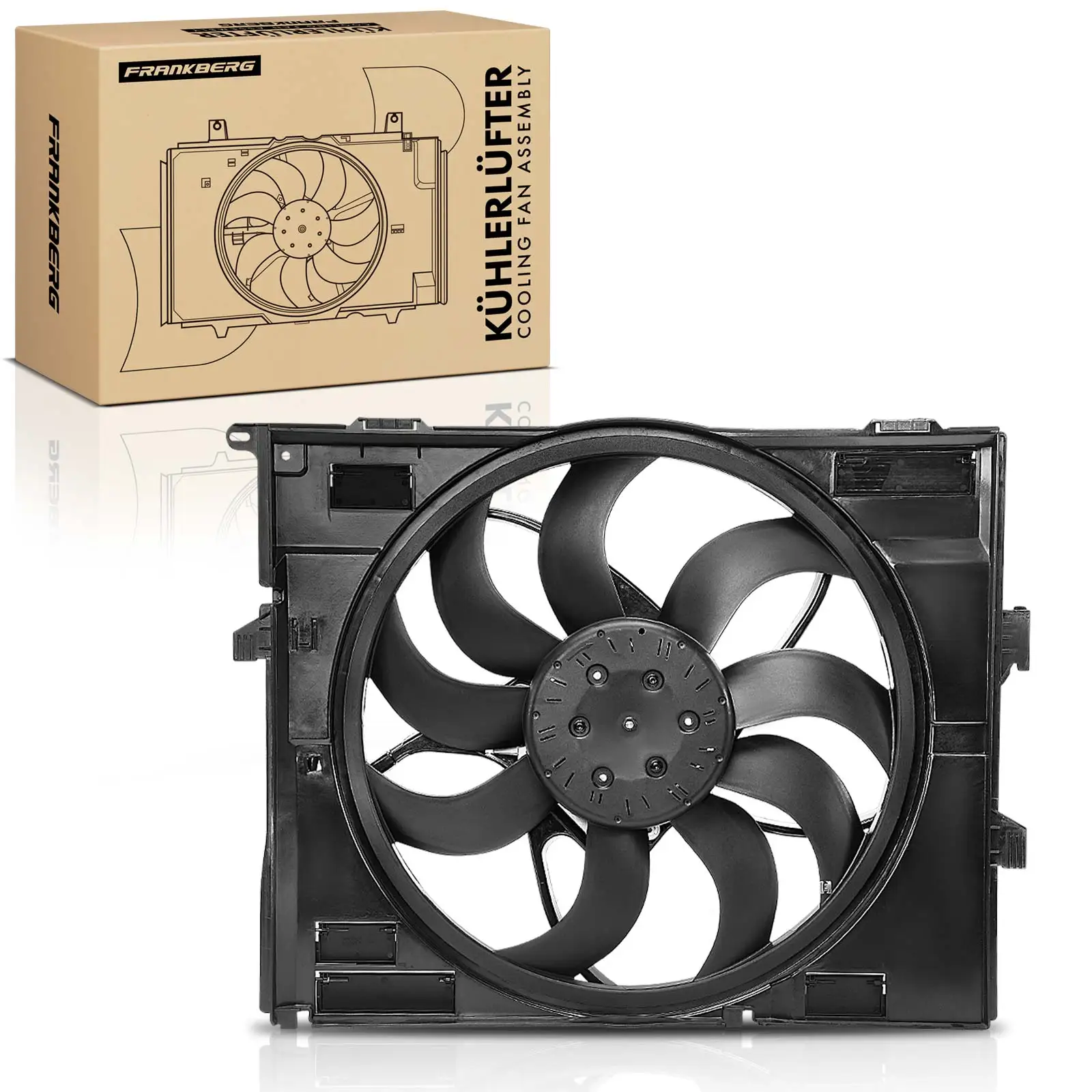 Frankberg 1x Motorradiator Enkele ventilator voor BMW F20 F21 F23 F22 F34 F30 F31 F32 F36 F83 17428625439