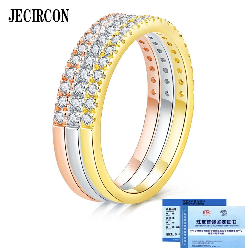 

JECIRCON 18K Colorful Gold Moissanite Closed Row Ring for Women Versatile Stacking Style Daily Accessories S925 Sterling Silver