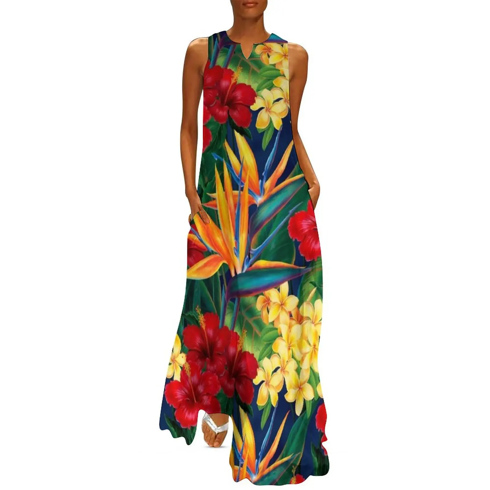 

Tropical Paradise Hawaiian Birds of Paradise Illustration Long Dress dresses summer summer dresses Dress