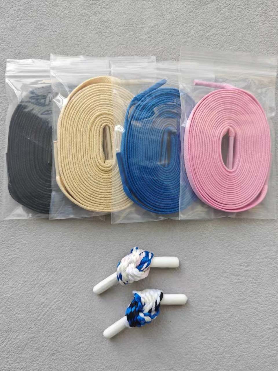 Wax-treated Shoelaces for TS Hooked Design 2nd Generation Blue And White Decorative Rope Shoe Accessories