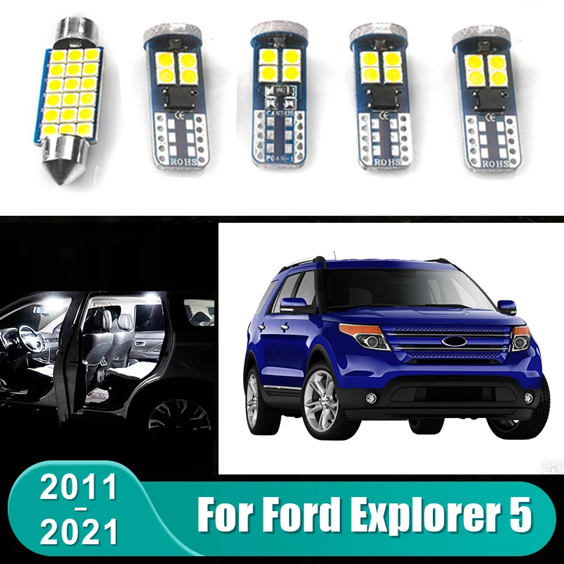 For Ford Explorer 5 2011~ 2022 2012 2013 2014 2016 2017 2018 2020 2021 5pcs Car LED Bulbs Interior Lamp Trunk Light Accessories