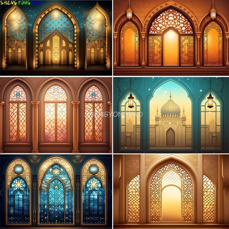 

Kareem Ramadan Mubarak Photography Backdrops Kareem Muslim Islamic Moon Night Party Moon Lanterns Mosque Photo Background EI-01
