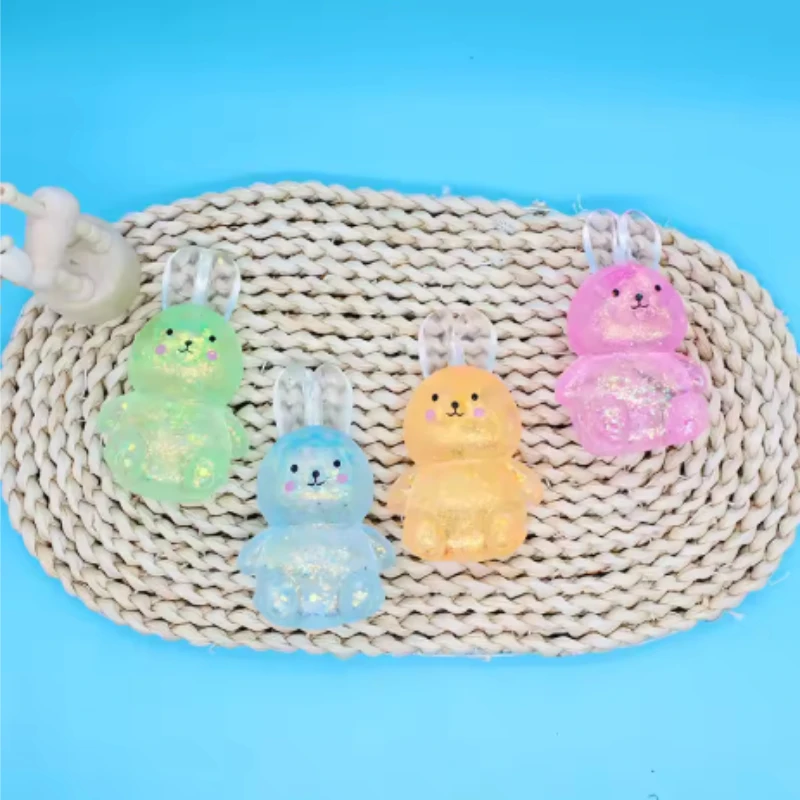 어린이 스트레스 방지 소프트 TPR 슬로우 리바운드 스팽글 말토스 핀치 장난감, 스트레스 해소, 탄성 압착 컬러 토끼 감압