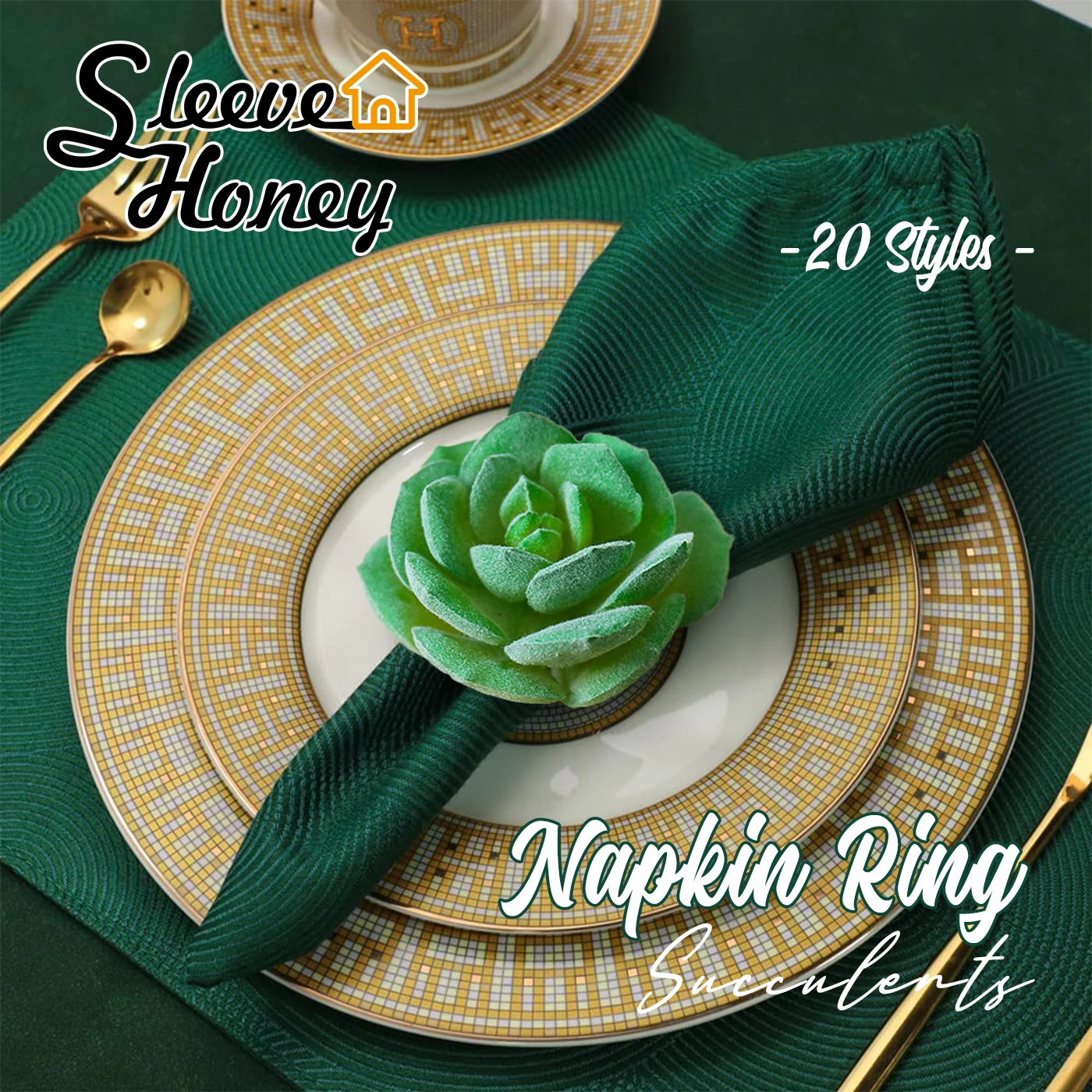 

Succulent Napkin Ring Kitchen Dining Table Setting Summer Party Family Gathering Natural Pastoral Decoration Plant Napkin Buckle