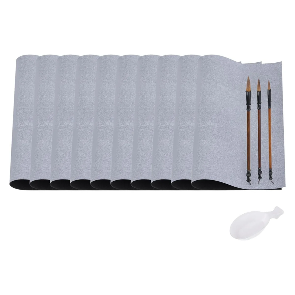 

14PCS Chinese Calligraphy Set, 17x13Inch Reusable Water Writing Cloth Magic Paper Blank Calligraphy Brush No Ink