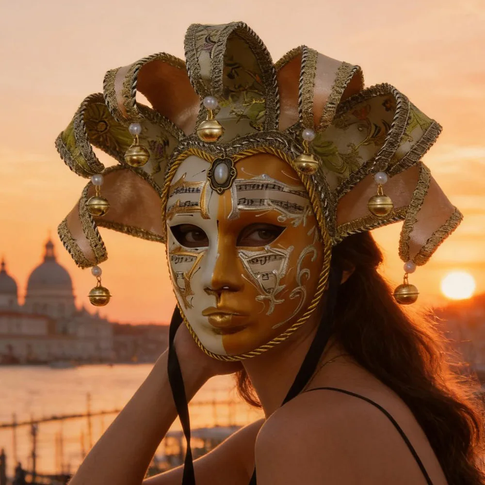 

Italy Venice Mask Cosplay Venetian Full Face Woman Man Carnival Masquerade Halloween Wall Decor Party Costume Props Deluxe