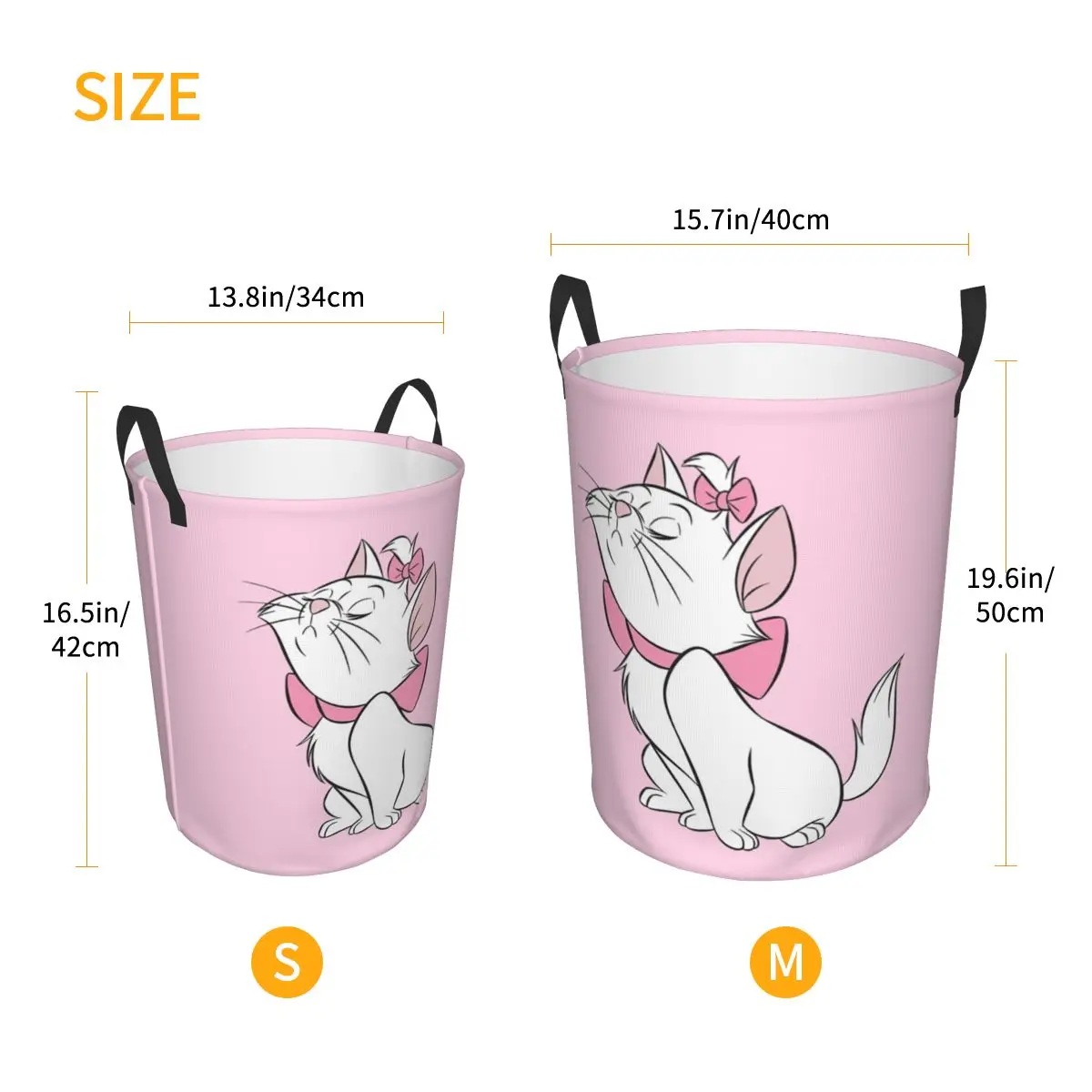 Custom Kitten Marie Cute Laundry Basket Foldable Large Capacity Clothing Storage Bin Girly Animal Baby Hamper