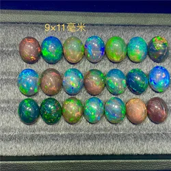 Yeni siyah doğal Opal büyük tahıl düz Opal çıplak taş Oval 9*11 Mm bir kolye halkası olarak kullanılabilir