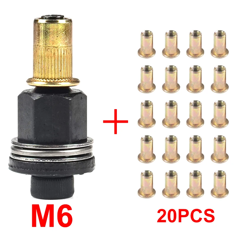 21pcs+1pc Hand Rivet Nut Manual Riveter Nut Tool Accessory for Nuts M4 M5 M6 M8 M10 Simple Installation image 3