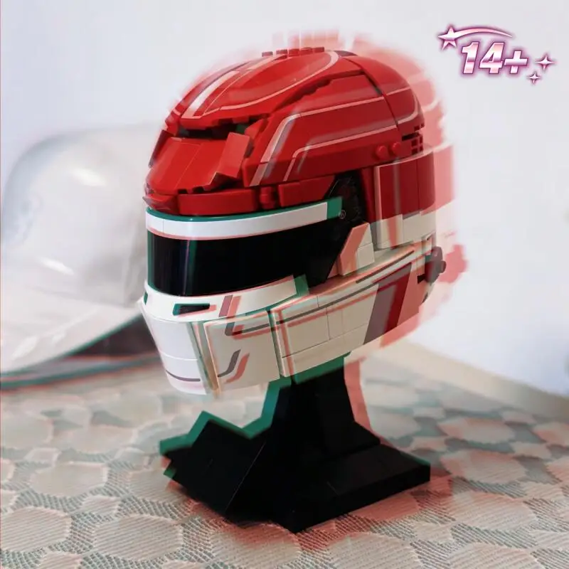 886pcs  Racing Car Racing Driver Scuderia Charles Leclerc Helmet Building Block  Model Toys Ornament Birthday Gift Halloween