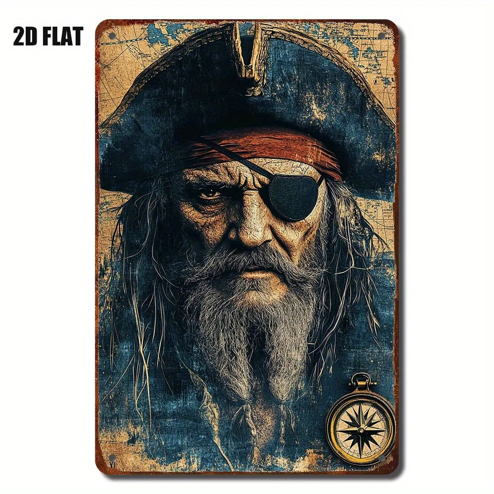 1 لوحة معدنية مسطحة ثنائية الأبعاد لصورة قرصان، مناسبة للديكور الفني مثل الداخلي والخارجي والمكتب. #1