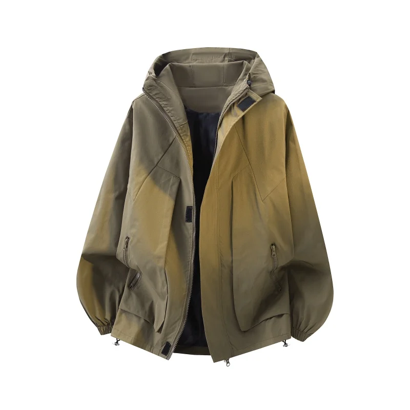 

2026 весенние новые куртки с капюшоном, мужская одежда, высокое качество, универсальные водонепроницаемые свободные мужские повседневные куртки, модные уличные пальто