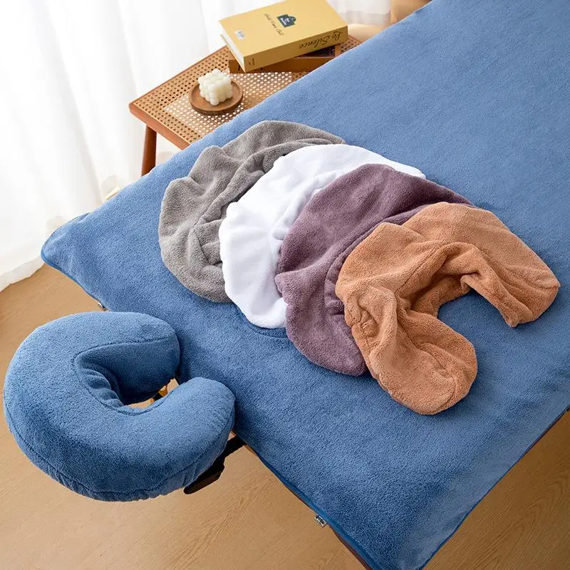U Shaped Headrest Pillow Cover Microfiber Reusable for Massage Bed  Non Woven Soft Spa Salon Beauty Bed Protector