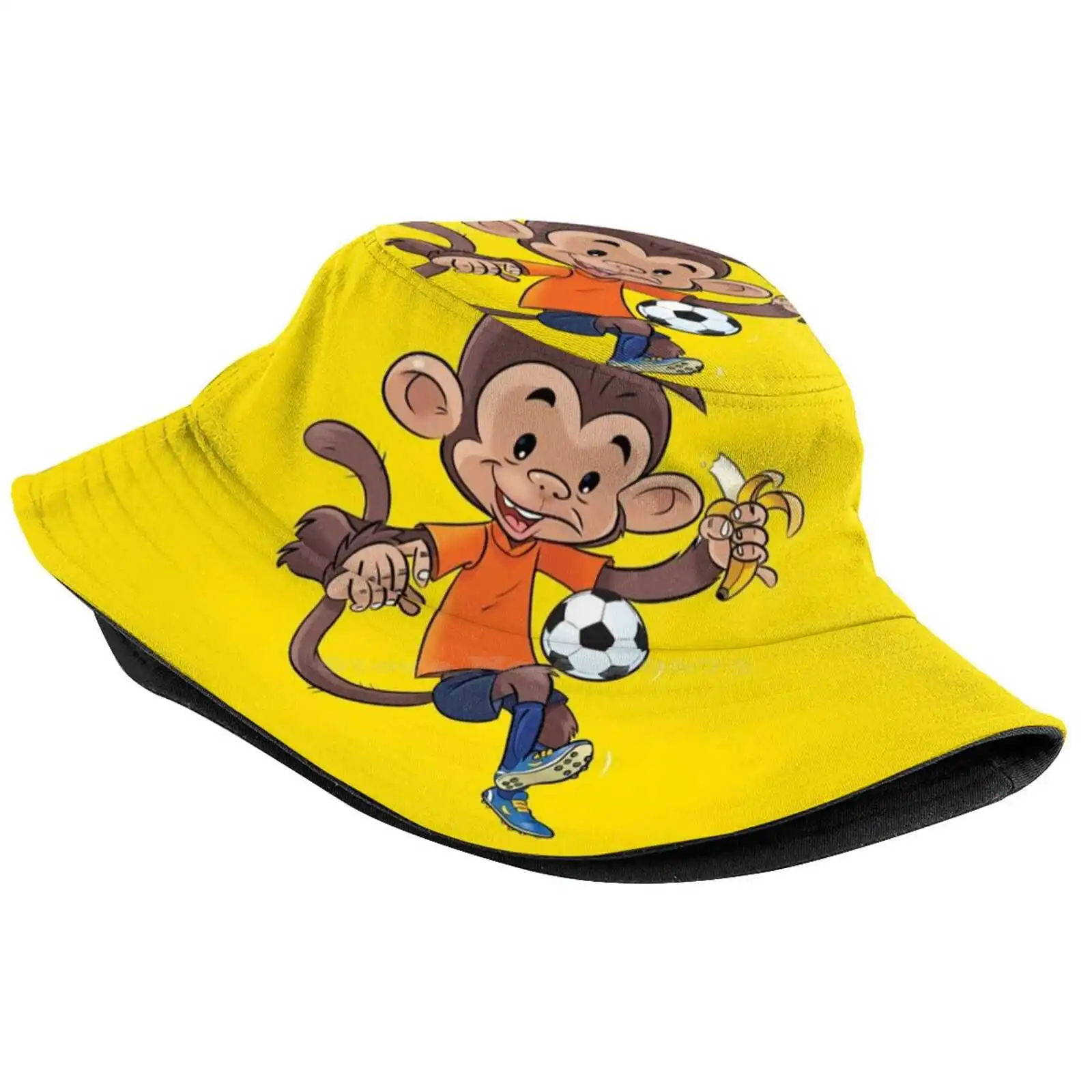 Cheeky Soccer Monkey Sun Cap Fisherman Hat Bucket Hats Football Kids Cute Ape Groovy Monkey Cheeky Monkey Little Soccer Ball