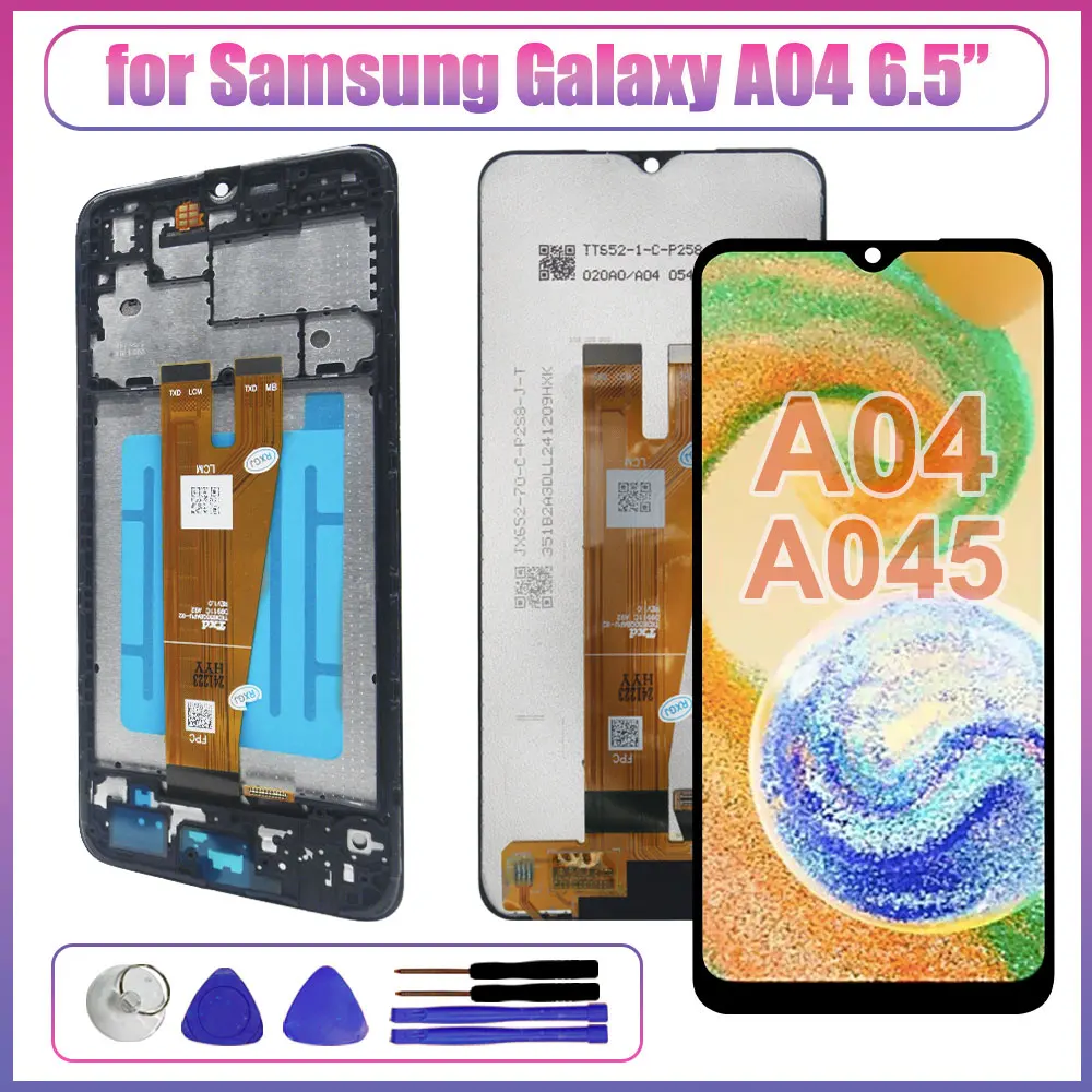 Pantalla LCD de 6,5 pulgadas para Samsung Galaxy A04, repuesto de pantalla táctil LCD para teléfono Samsung A04 A045 A045F A045M, pantalla de repuesto