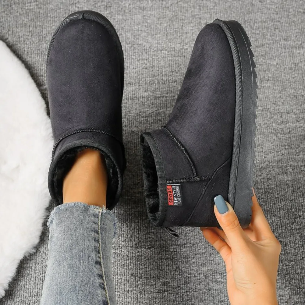 Winter Rundkopf Sexy Bequeme Warme Lässige Wanderstiefel Modische Neue Wildleder Dicksohlige Übergrößen Schneestiefel für Damen – Detail 9