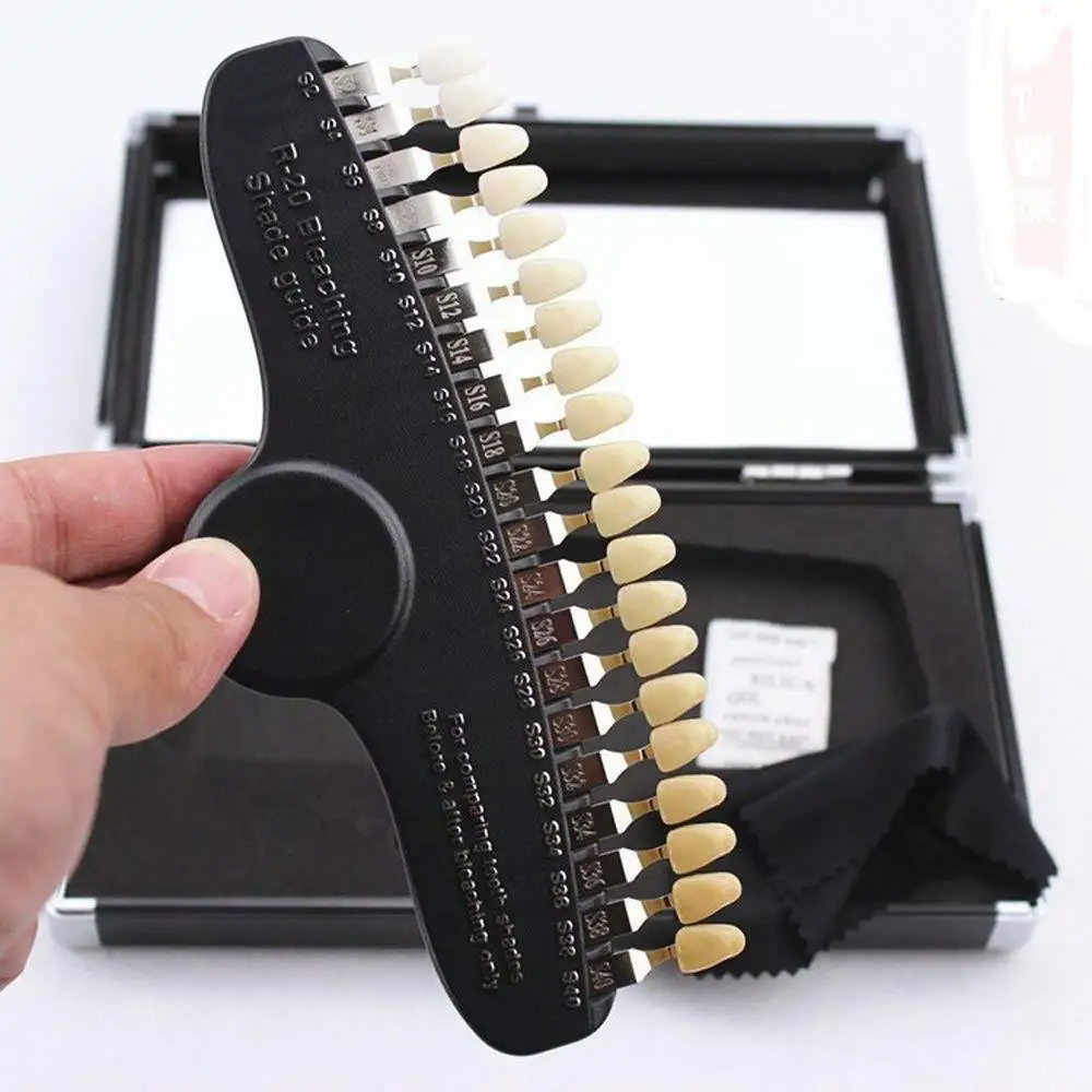 3D R20 Teeth Bleaching Shade Guide Professional 20 Colors Tooth Whitening Dental Plate with Mirror for Dental Practice