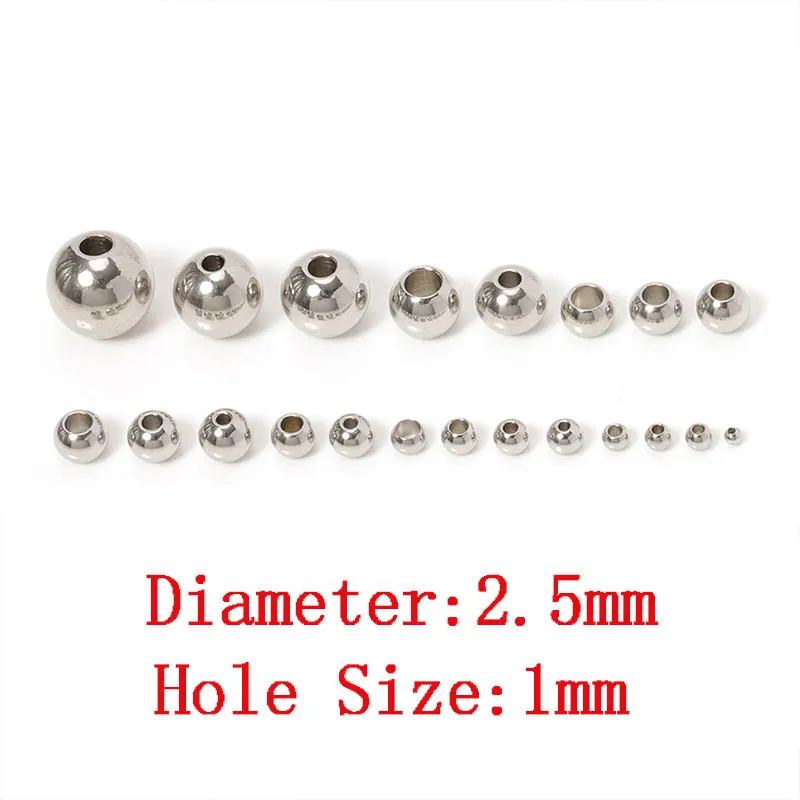100 Stück 2/3/4/5/6/8/10 mm Metall-Abstandsperlen, runde Perlen für DIY-Armband, Schlüsselanhänger, Anhänger, Schmuckherstellung, Zubehör