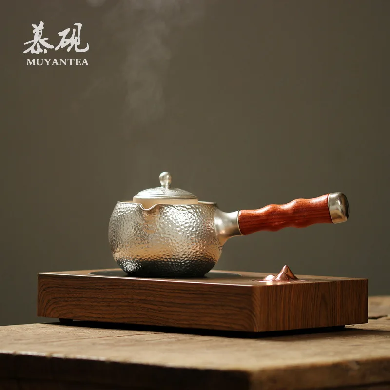 Mutaoy Japanese-Style Silver-Plated Side-Handle Household Warmer, Water Boiling Kettle, Sanjie Electric Ceramic Stove Tea Maker