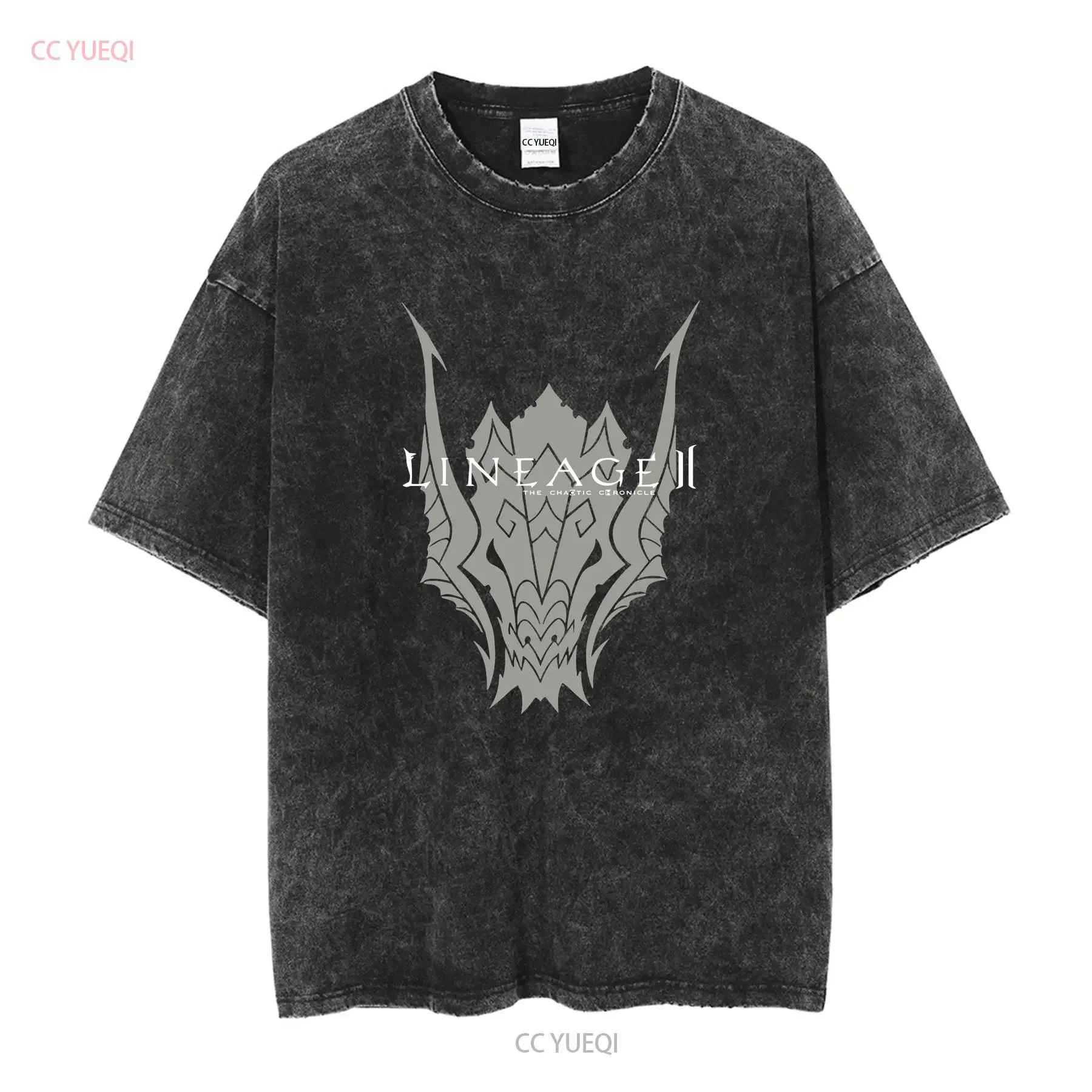 Lineage 2 T Shirt Adult Medium Black Vintage The Chaotic Chronicle Gaming vintage Washed streetwear Top For Everyday Wear