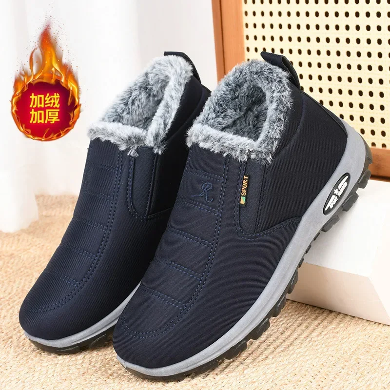 Winter Snow Boots Men Casual Slip on Ankle Boots Warm Fur Comfortable Sneakers Non-slip Botas Men Shoes Zapatos Hombre2024