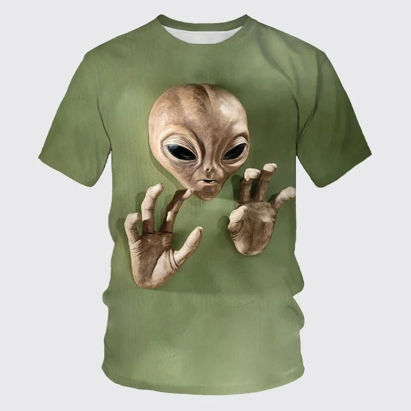 Summer Alien 3D Print T-Shirts Streetwear Funny Men Women Fashion Oversized Short Sleeve T Shirt O-Neck Kids Tees Tops Clothing