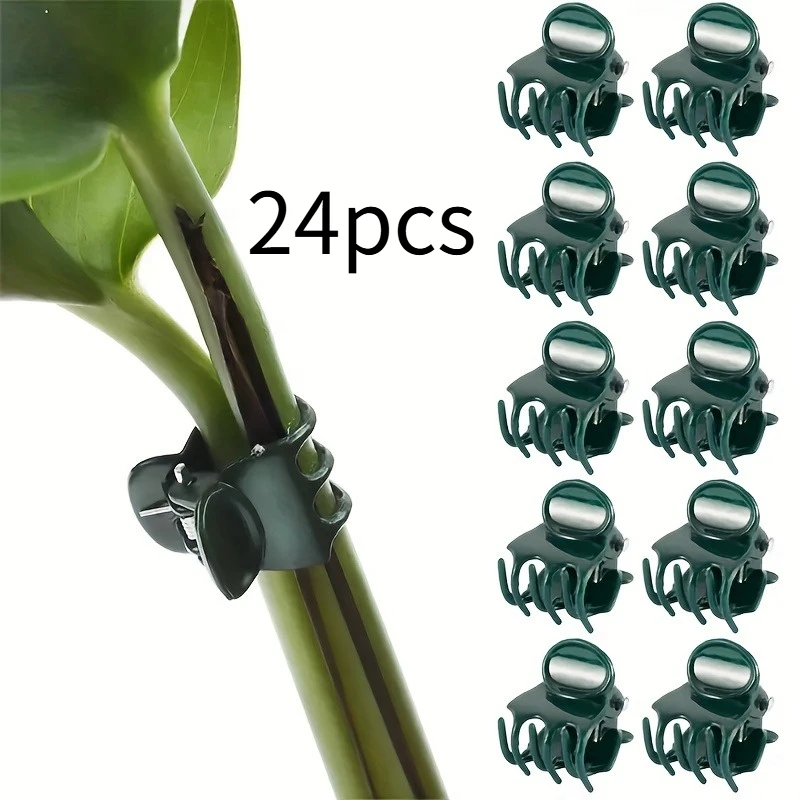 Durable Plastic Plant Support Clips - Orchid Stem & Vine Sustainers - Ideal for Garden Vegetables & Flowers, 24pcs Bundle