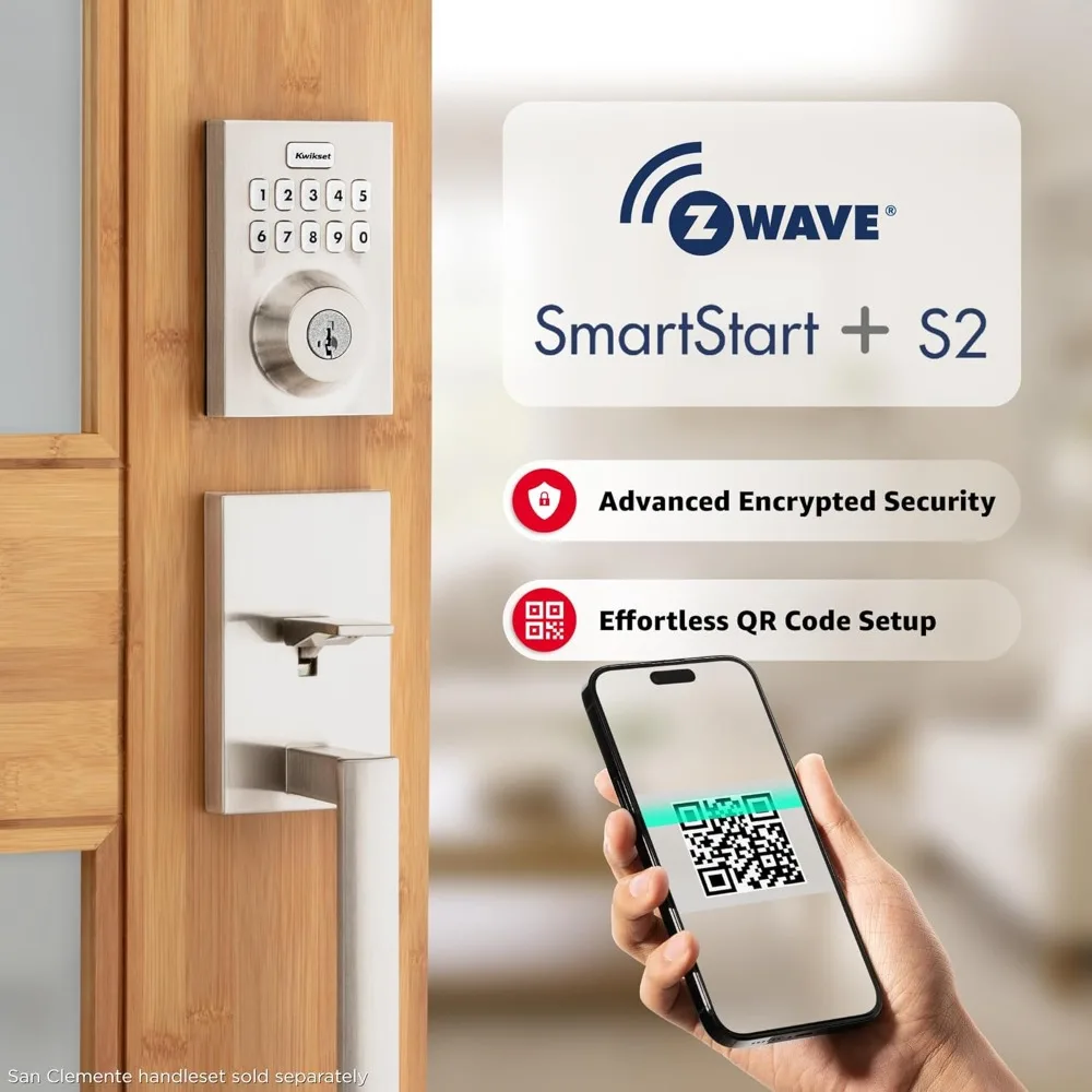 HomeConnect 620 Z-Wave Long Range Enabled Keypad Smart Lock Convenient Keyless Entry, Customizable User Codes, Ring Alarm Compa