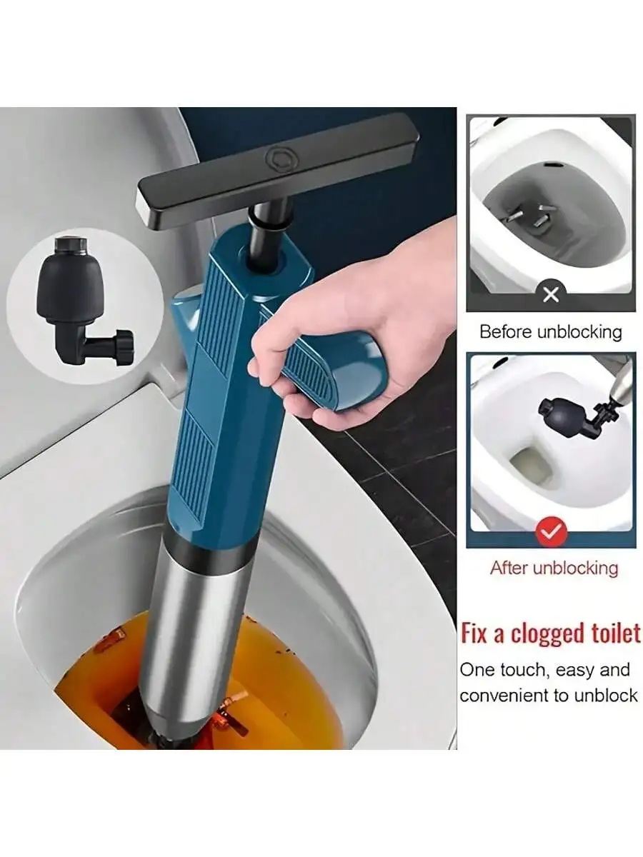 Set stantuffo per WC ad aria ad alta pressione: non sono necessarie batterie, ideale per tubi intasati nel lavello della cucina e il bagno.