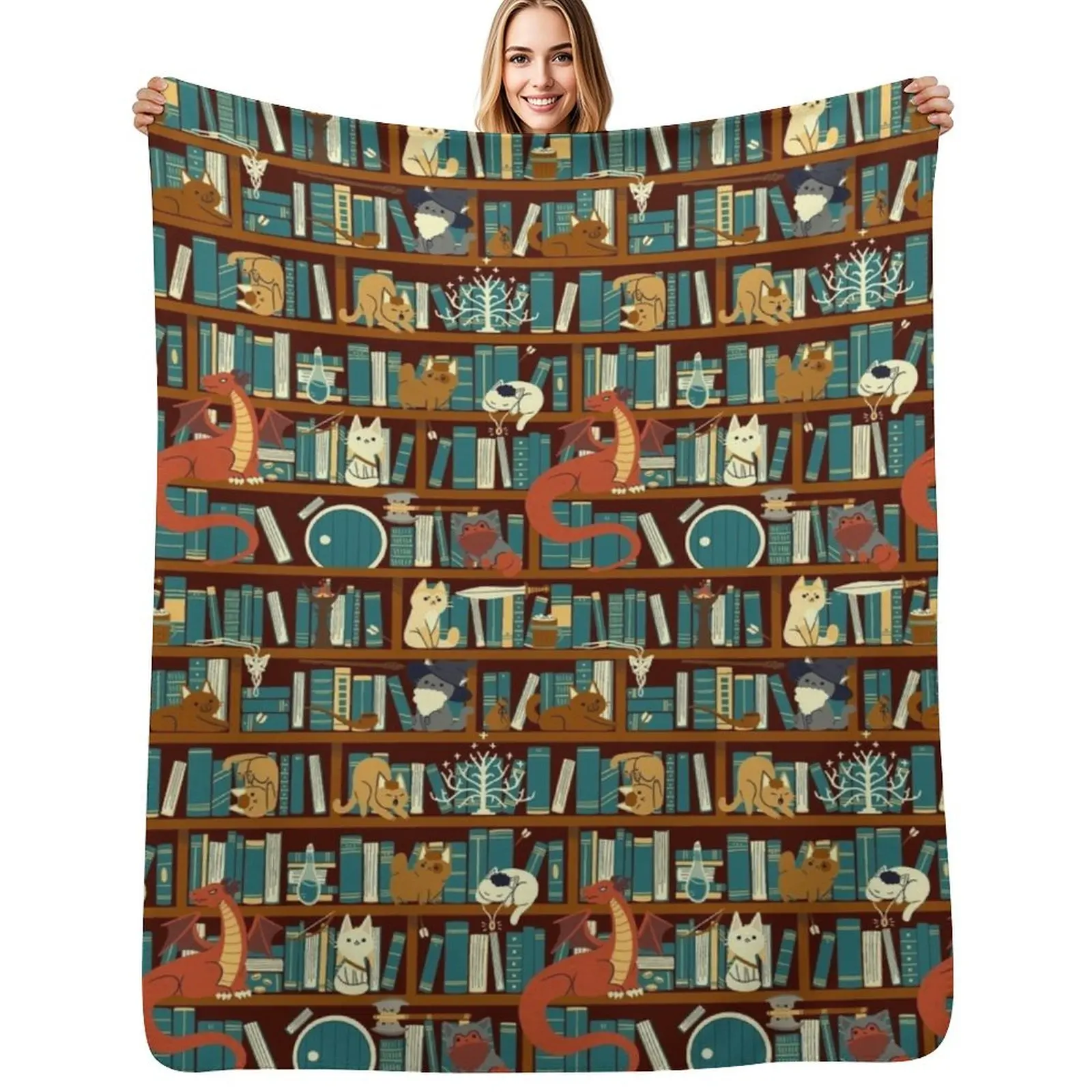 Library of the Ring Throw Blanket Stylish Couch Blanket for Home Living Room