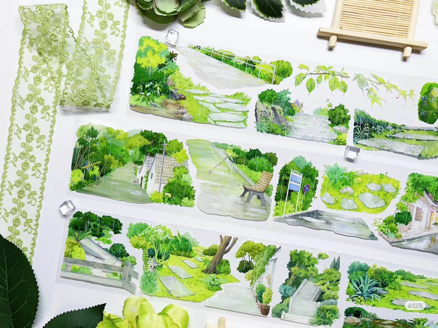 

Green Road Tree Washi PET Tape Shiny