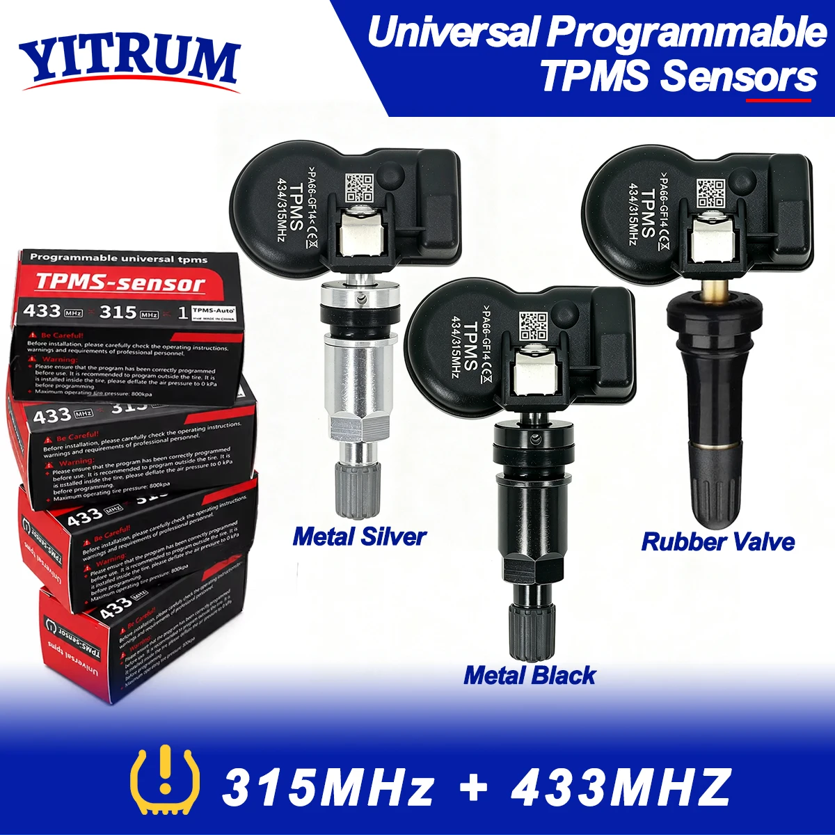 Programable Tire Pressure Sensor 433MHz+315MHz 2 in 1 Programming with TS501 TS508 TS601 TS608 ITS600E MK808TS MK808S-TS MP808TS