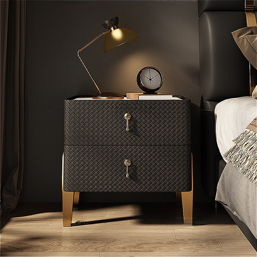 

Nightstands Bedroom Furniture Light Luxury Rock PlateBedside Table Household Wooden Side Bed Tables Mesitas De Noche Furniture