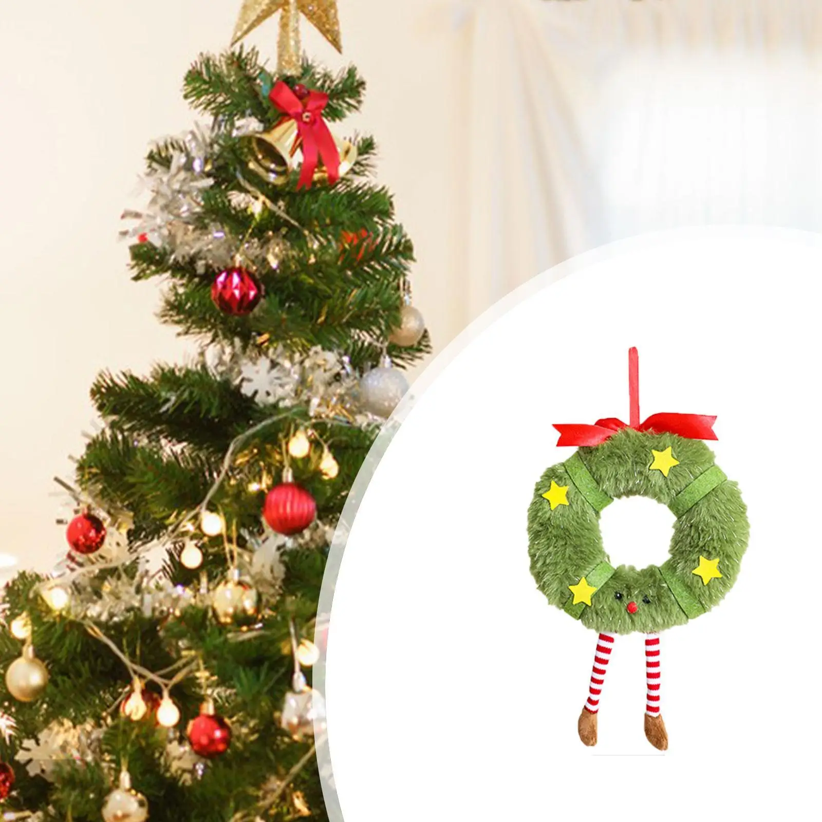 

Плюшевая кукла, подвесное украшение для рождественской елки со шнурком, круглый венок для фестивальной атмосферы, аксессуар, милый многоцелевой аксессуар