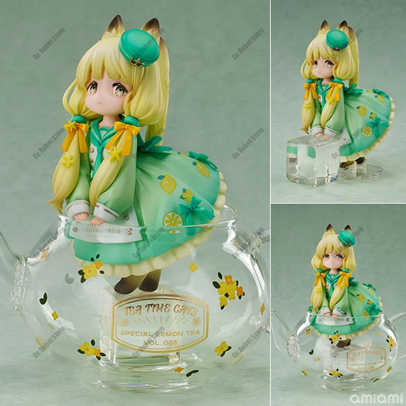 Figura de Anime de 12 cm, Linda Figura Coleccionable de Gato con Limón de la Serie DLC Ribon Tea Time, Muñeco Miniatura de Juguete