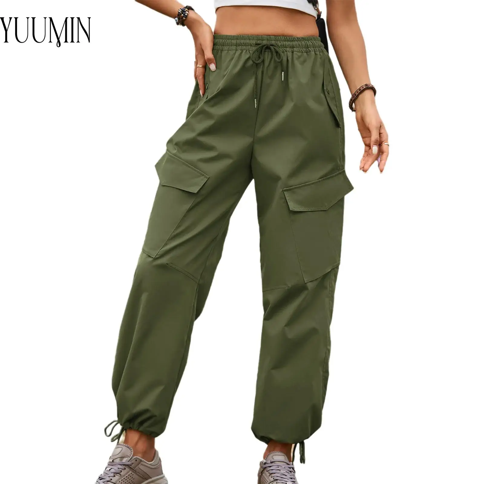 

Женские брюки-карго свободного кроя с эластичной резинкой на талии и множеством карманов, спортивные брюки для бега, пешего туризма, кемпинга, активного отдыха на природе