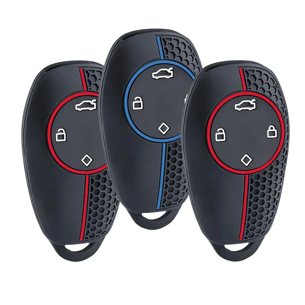 Grooved Honey Blue Accent Cover For Zero Run C10 S01 T03 Shock-absorbent 4 Button Smart Remote Fob Shell