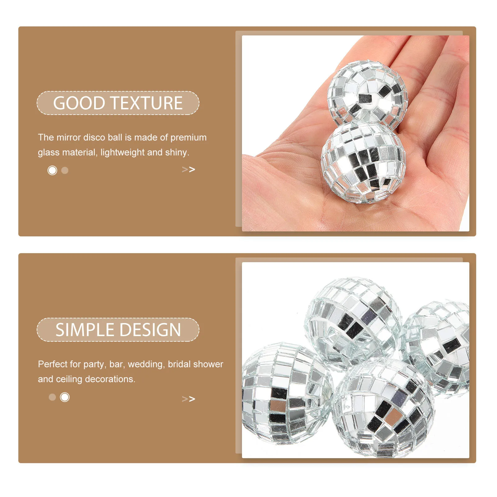 

12Pcs Hanging Mirror Disco Ball Glass Reflective Sphere Decor for Wedding Party Bar Christmas Festive Atmosphere Lighting