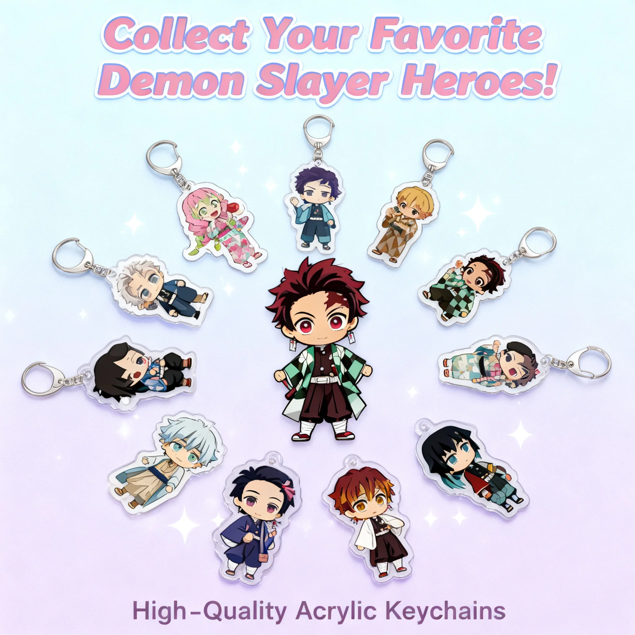 

Demon Slayer Anime Acrylic Keychain Tanjiro Zenitsu Series Creative Accessory Pendant Charm Gift for Fans Collectible Cosplay