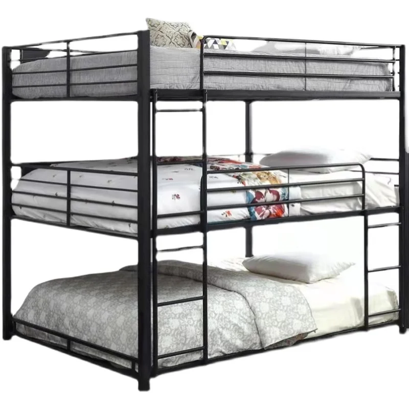Cama triple, litera, niños, camas con estante superior e inferior para estudiantes, dormitorios para personal camas triples altas y bajas, medianas y inferiores