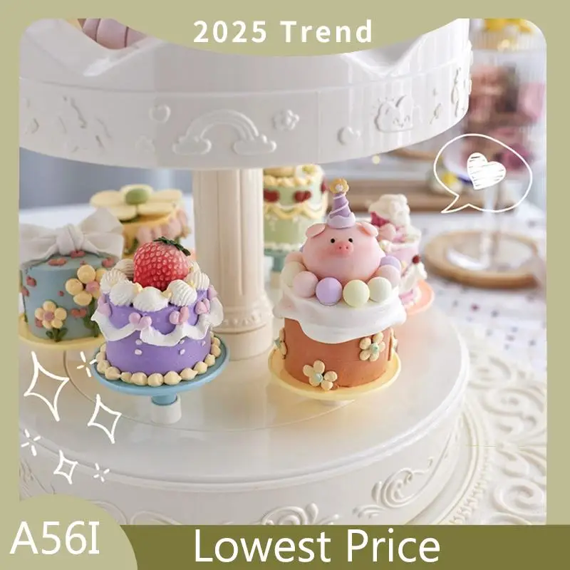 

ABDD Macarons Turntable Display 360 Degree Automatic Rotating Plate Rack Birthday Decoration Gifts Birthday Machine