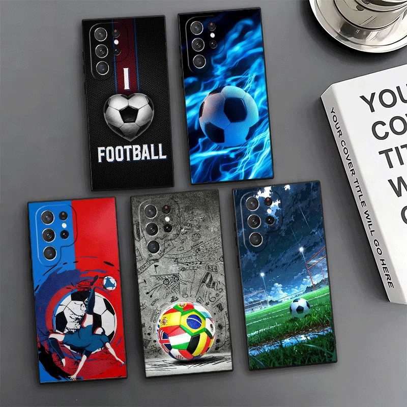 Football Soccer Ball Design Phone Case For Samsung Galaxy S24 S25 S26 Ultra S23 Plus S22 S21 FE S20 + Edge Pattern Customized Co