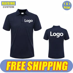 KAISING-Camisa polo casual masculina e feminina, logotipo personalizado impresso, texto, marca de imagem, bordado, design pessoal, tops respiráveis, verão