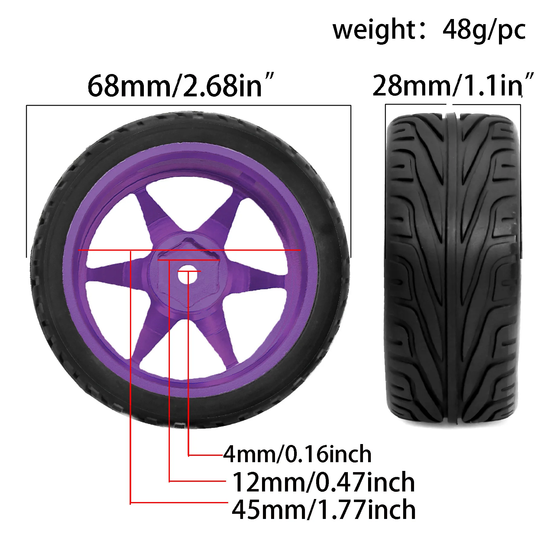 1/10 RC الانجراف الإطارات مجموعة 4 قطعة مجمع الصلب بريق الإطارات على الطريق عجلات ل Traxxas D4 HSP HPI ساكورا TT01 تاميا #2