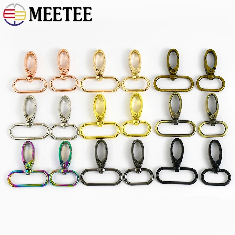 Meetee 50Pcs 13-38mm Metal Strap Buckle Bag Straps Lobster Clasp KeyChain Trigger Snap Hook Webbing Belt Hanger Ring Accessories