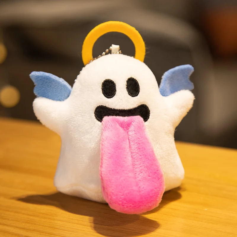 10CM Cute Ghost Plush Pendant Angel Creative Cartoon Long Tongue Image Key Chain Pendant Schoolbag Decoration Gifts