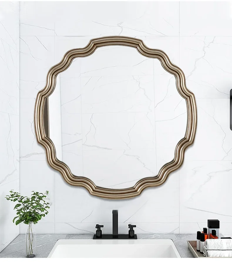 AA scandinavian retro Bathroom Mirror Fireplace Decoration LED Mirror Intelligent Luminous Dressing Table