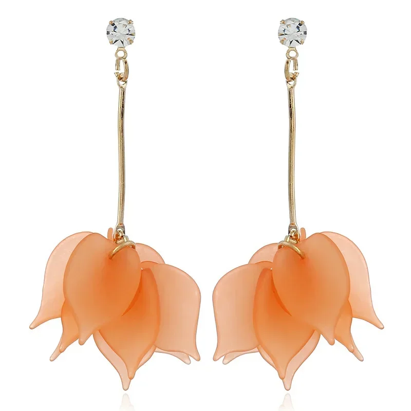 Creative Long Colored Flower Earrings Exaggerated Personality Tassel Earrings Alloy Ladies Sexy Earrings